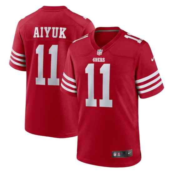 Men San Francisco 49ers #11 Brandon Aiyuk 2022 New Scarlet Stitched Game Jersey