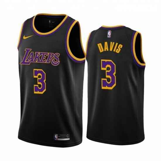 Youth Los Angeles Lakers #3 Anthony Davis Black NBA Swingman 2020 21 Earned Edition Jersey