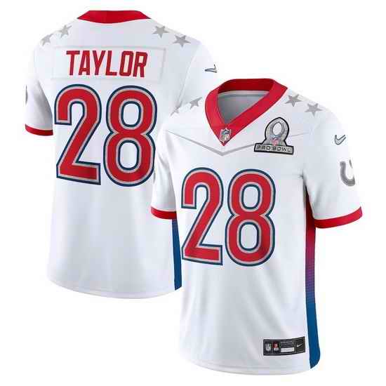 Men 2022 NFL Pro Bowl Indiana Colts #28 Jonathan Taylor AFC White Jersey