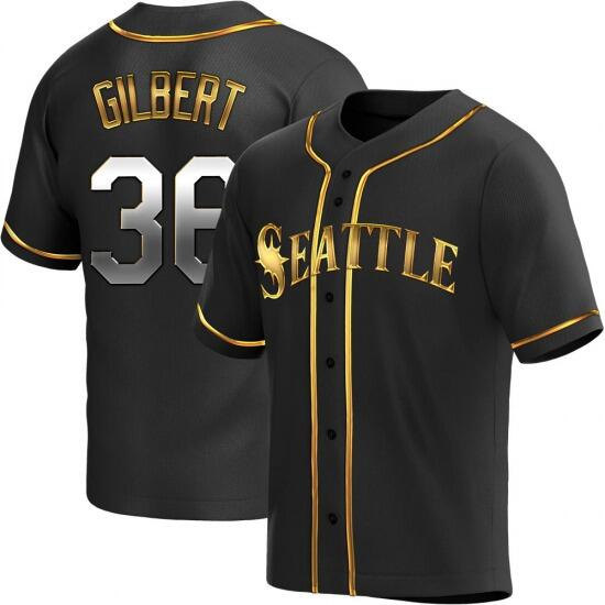 Men's Seattle Mariners #36 Logan Gilbert Black Stitched Jersey