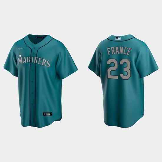 Men Seattle Mariners #23 Ty France Aqua Cool Base Stitched Jersey