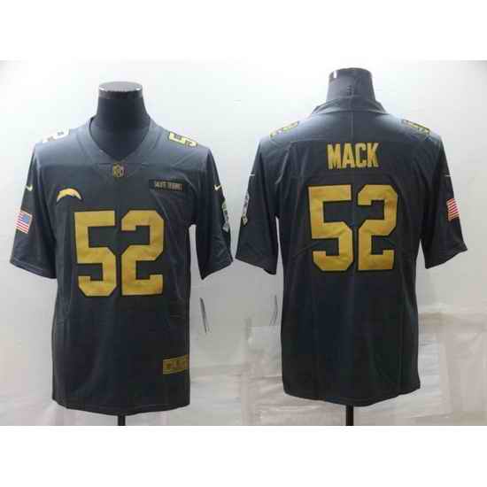 Men Los Angeles Chargers #52 Khalil Mack Grey Gold Salute To Service Limited Stitched jersey