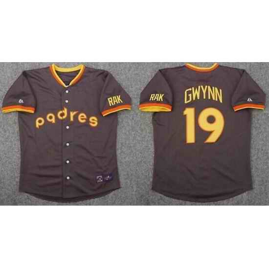 women San Diego Padres #19 Tony Gwynn Brown Throwback MLB Jersey