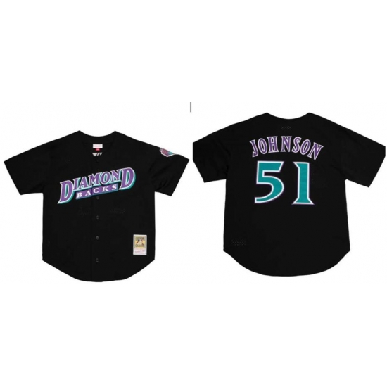 Men Diamond Backs #51 Johnson Black Jersey