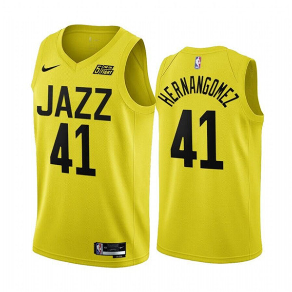 Men's Utah Jazz #41 Juancho Hernang??mez Yellow 2022/23 Association Edition Stitched Basketball Jersey