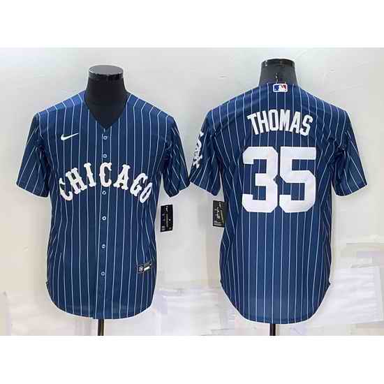 Men Chicago White Sox #35 Frank Thomas Navy Cool Base Stitched Jersey