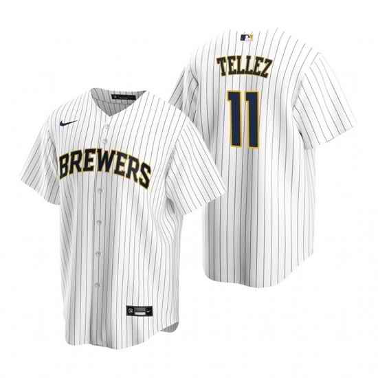 Men Milwaukee Brewers #11 Rowdy Tellez White Cool Base Stitched Jerse