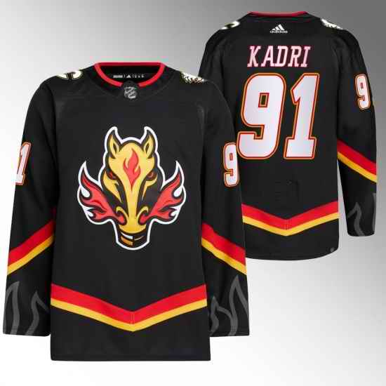 Men Calgary Flames 91 Nazem Kadri 2020 #21 Black Reverse Retro Stitched Jersey