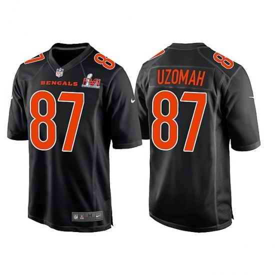 Men Cincinnati Bengals #87 C J  Uzomah 2022 Black Super Bowl LVI Game Stitched Jersey