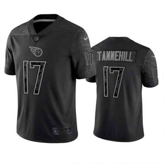 Men Tennessee Titans #17 Ryan Tannehill Black Reflective Limited Stitched Football Jersey