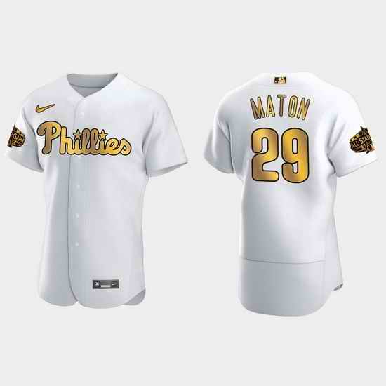 Men Philadelphia Phillies Nick Maton 2022 Mlb All Star Game White Gold Men Jersey