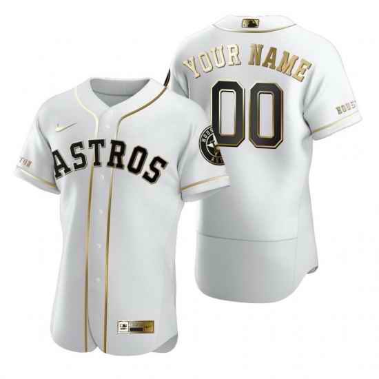 Men Women Youth Toddler Houston Astros White Gold Custom Nike MLB Flex Base Jersey