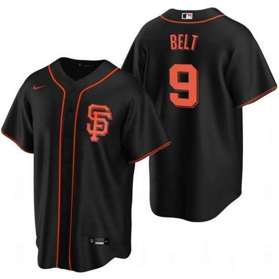 Men San Francisco Giants #9 Brandon Belt Black Cool Base Stitched Jersey