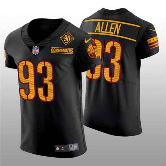 Men Washington Commanders #93 Jonathan Allen 90th Anniversary Black Elite Stitched Jersey