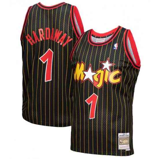 Men Orlando Magic 1 Penny Hardaway Black 1994 95 Hardwood Classics Reload 3 #0 Swingman Stitched Jersey