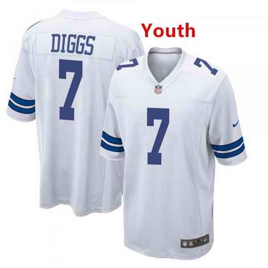 Youth Dallas Cowboys #7 Trevon Diggs  White Jersey