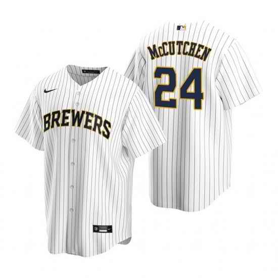 Men Milwaukee Brewers #24 Andrew McCutchen White Cool Base Stitched Jerse