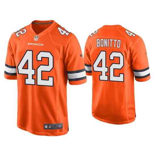 Men Denver Broncos #42 Nik Bonitto Orange Game Stitched Jersey