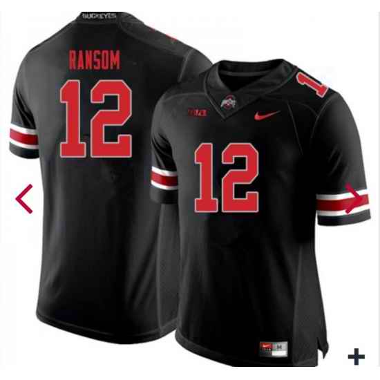 ??en Ohio State Buckeyes #12 Lathan Ransom Blackout COllege Football Jersey