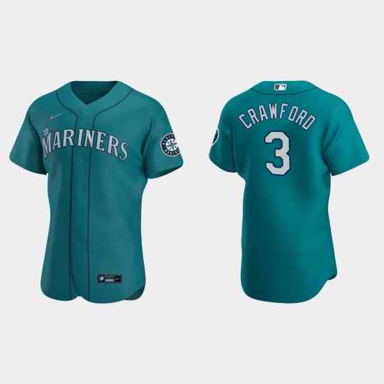 Men Seattle Mariners #3 J P  Crawford Aqua Flex Base Stitched Jersey