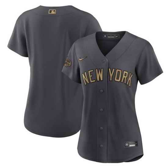 Women New York Yankees Blank 2022 All Star Charcoal Stitched Baseball Jersey 28Run Small 29