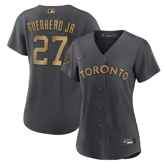 Women Toronto Blue Jays #27 Vladimir Guerrero Jr  2022 All Star Charcoal Stitched Baseball Jersey