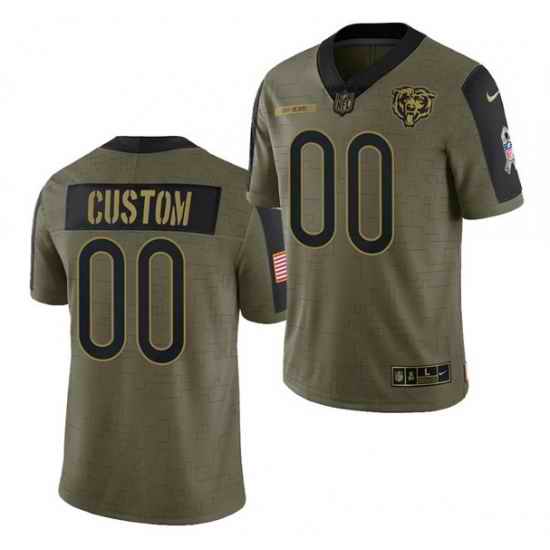 Men Women Youth Toddler  Chicago Bears ACTIVE PLAYER Custom 2021 Olive Salute To Service Limited Stitched Jersey