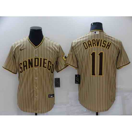 Men San Diego Padres #11 Yu Darvish Brown Cool Base Stitched Jerse