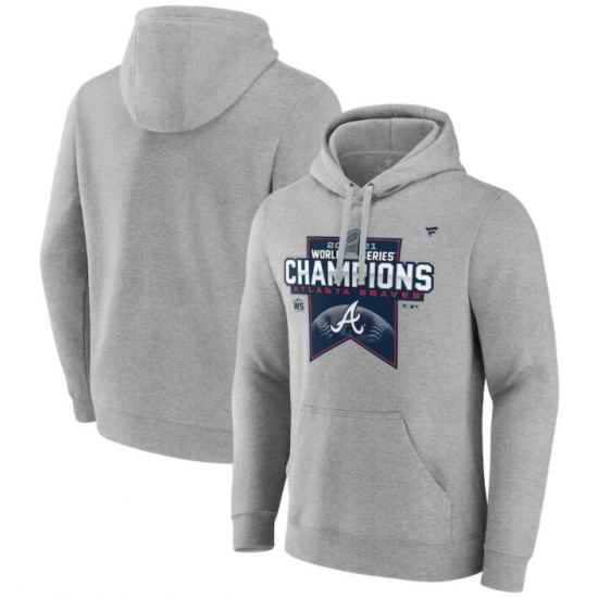 Atlanta Braves Fanatics Branded 2021 World Series Champions Locker Room Pullover Hoodie - Heathered Gray