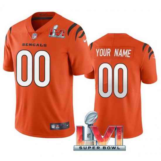 Men Women Youth Cincinnati Bengals ACTIVE PLAYER Custom 2022 Orange Super Bowl LVI Vapor Limited Stitched Jersey