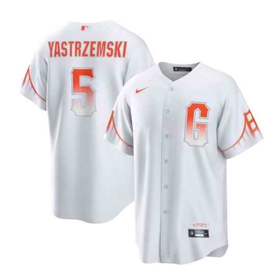 Men San Francisco Giants #5 Mike Yastrzemski White City Connect Cool Base Stitched Baseball Jersey