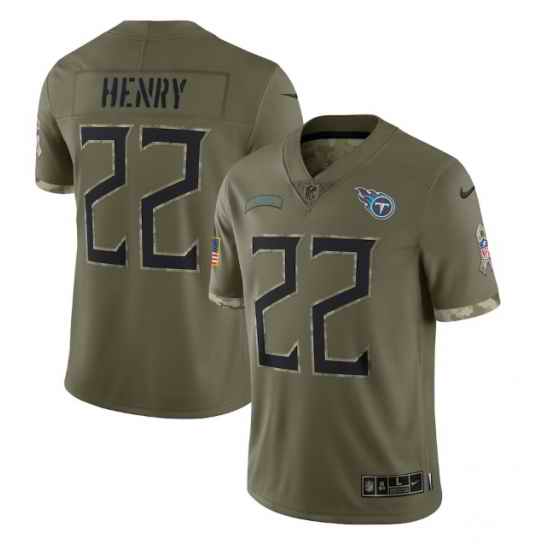 Men Tennessee Titans #22 Derrick Henry Olive 2022 Salute To Service Limited Stitched Jersey