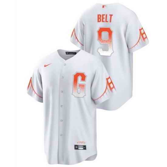 Men San Francisco Giants #9 Brandon Belt White City Connect Cool Base Stitched Jersey