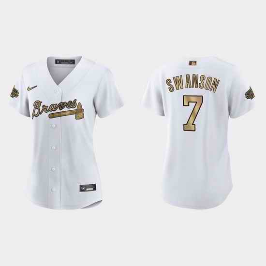 Women Atlanta Braves Dansby Swanson 2022 Mlb All Star Game Replica White Jersey