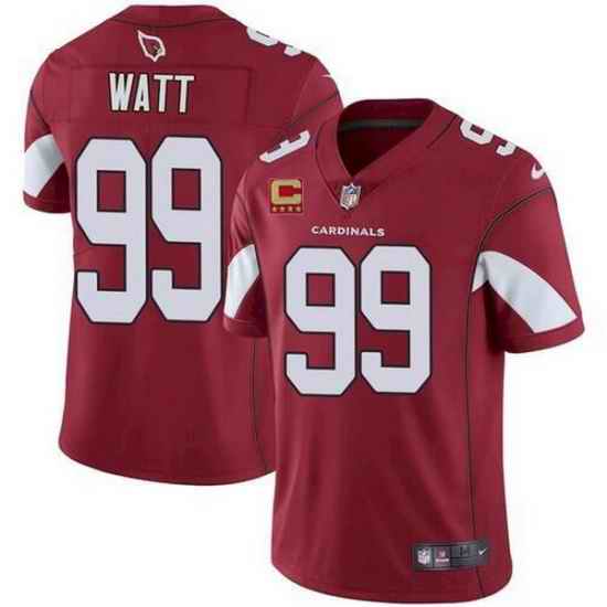 Men Arizona Cardinals 99 J J  Watt 2022 Red With #4 Star C Patch Vapor Untouchable Limited Stitched Jersey