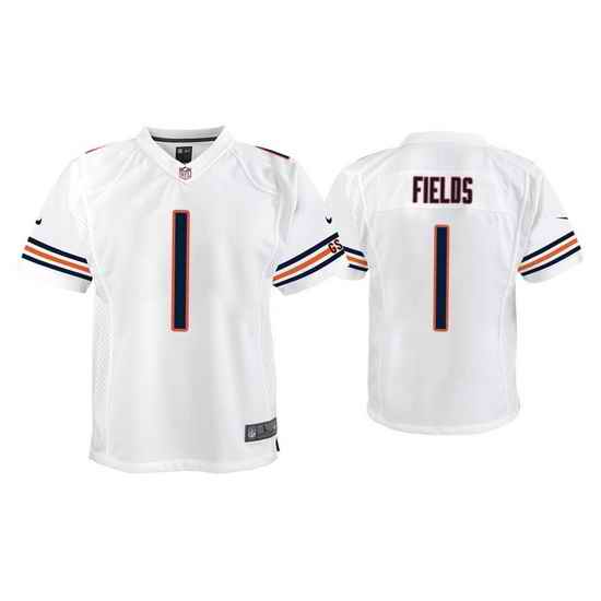 Youth Chicago Bears #1 Justin Fields White Jersey