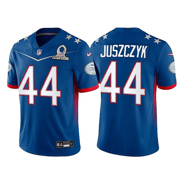 Men’s San Francisco 49ers #44 Kyle Juszczyk 2022 Royal NFC Pro Bowl Stitched Jersey