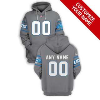 Mens Detroit Lions Active Player Grey Custom 2021 Pullover Hoodie