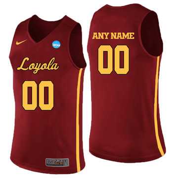 Mens Loyola (Chi) Ramblers Red Customized College Basketball Jersey