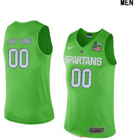 Mens Michigan State Spartans Custom Nike Apple Green College Basketball Jersey