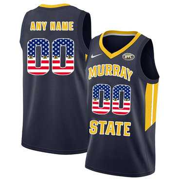 Mens Murray State Racers Customized Navy USA Flag College Basketball Jersey