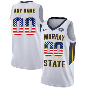 Mens Murray State Racers Customized White USA Flag College Basketball Jersey