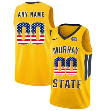 Mens Murray State Racers Customized Yellow USA Flag College Basketball Jersey