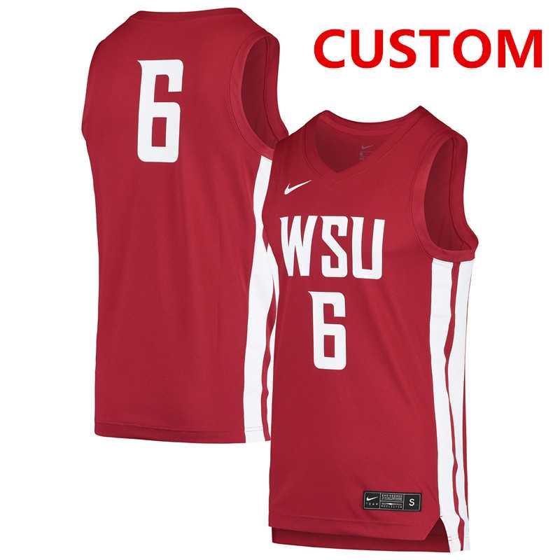 Mens Nike Washington State Cougars Custom Red College Basketball Jersey