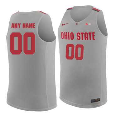 Mens Ohio State Buckeyes Gray Customized College Basketball Jersey