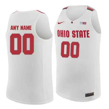 Mens Ohio State Buckeyes White Customized College Basketball Jersey