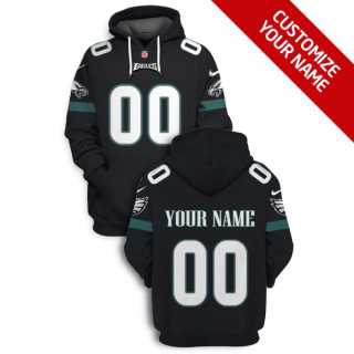 Mens Philadelphia Eagles Active Player Black Custom 2021 Pullover Hoodie