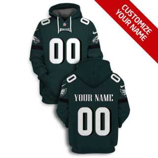 Mens Philadelphia Eagles Active Player Dark Green Custom 2021 Pullover Hoodie