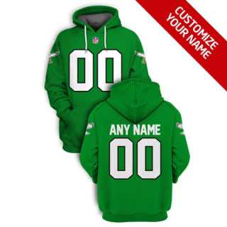 Mens Philadelphia Eagles Active Player Green Custom 2021 Pullover Hoodie