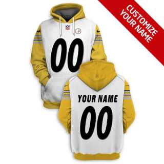 Mens Pittsburgh Steelers Active Player White Custom 2021 Pullover Hoodie